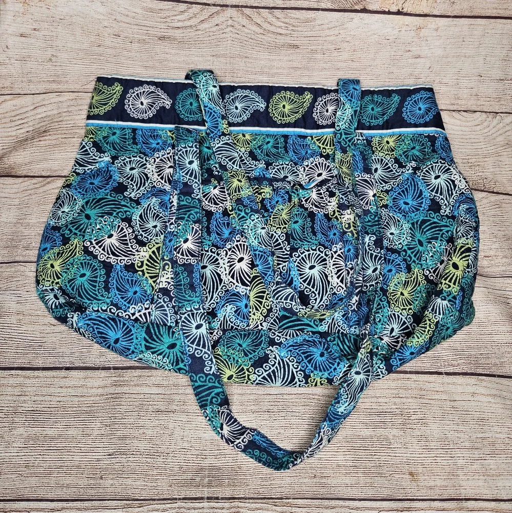 Vera Bradley Blue Teal Paisley Cotton Tote Bag